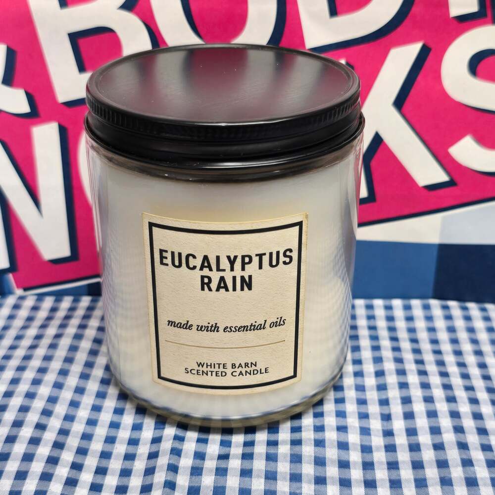 BBW Eucalyptus Rain Single Wick Candle Home Fragrance Decor